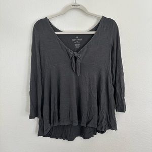 American Eagle Tie-Front 3/4 Sleeve Top